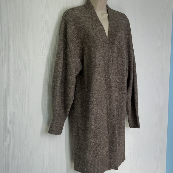 H&M - Taupe Brown Long Soft Long Sleeve Classic Open Cardigan Size XS - Picture 4 of 11